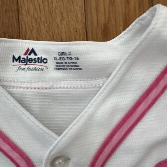 Toronto Blue Jays Majestic Jersey Pink Girls Size XL - Picture 4 of 5